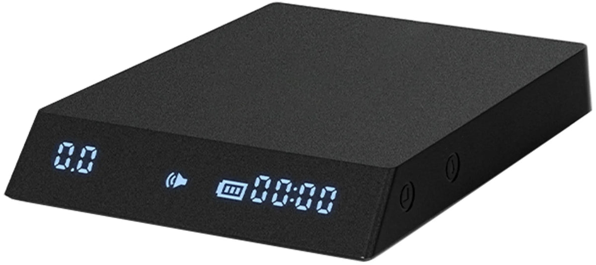 Timemore Black Mirror Nano coffee scale with timer, compact digital coffee grinder for precise brewing measurements.